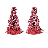 RHAIYAN Moda Produzione Artigianale Orecchini in Pelle Gioielli Adatti for Le Donne Soutache Stile Etnico Grandi Orecchini a Goccia Regali for Feste (Color : Pink (FEN))