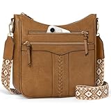 RAINSMORE Borsa Tracolla Donna Pelle PU Borsa a Tracolla con Cinghie Regolabili Staccabili Borse Tracolla Donna Scomparti Multipli Marrone Chiaro