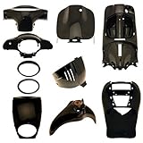 one by camamoto kit set carene complete plastiche compatibile con (cod 77390150 nero lucido compatibile con aprilia scarabeo/scarabeo street restyling 50 / 100cc anno 2001-2012)