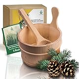 CozyNature secchio sauna con mestolo in legno di pino finlandese di alta qualità | accessori sauna, secchio sauna, secchio per infusione | secchio di plastica incluso - 4 litri