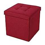 INTRECCI Pouf Contenitore, Puffo per Sedersi, Pouf Poggiapiedi, in Tessuto, Quadrato, 38x38x38 cm, Imbottito, Versatile, Facile da Pulire. Colore: Bordeaux