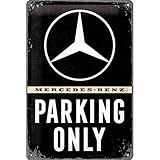 Nostalgic-Art Targa Vintage Mercedes-Benz – Parking Only – Idea regalo per amanti di accessori per auto, in metallo, Design retro, 20 x 30 cm
