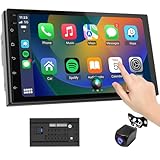 Haudio Autoradio 2 DIN Bluetooth con CarPlay wireless & Android Auto,con schermo 7 pollici Touchscreen Lettore, Mirror Link,FM Radio,Telecamera di backup,Bluetooth 5.0,AUX(RAM 2GB+ROM 64GB)