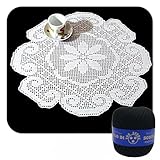 Centrino filet Nero ad uncinetto con fiore al centro in cotone 50 cm (25FLT) - Made in Italy