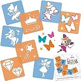 NAKLEO Stencil di Pittura per Bambini, 8 Pezzi 15x15cm Fate Fiaba, Modelli Plastica e Riutilizzabili di Disegno Creativo, Sagome DIY Decorazione Arte e Artigianato, Carta Muro Legno Tessuto