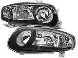 Fari Compatibili Con Alfa Romeo 147 2001-2004 GV-1084 - Luci Anteriori Auto, Lato Conducente e Passeggero, Set Completo Assemblaggio Nero