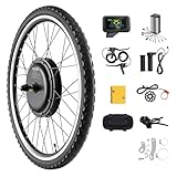 VEVOR Kit Bici Elettrica 1000W, Kit per Mozzo Bici Elettrica Ruota Anteriore 48V 420RPM φ650mm con Regolatore di Velocità, Set di Manopole Acceleratore, Display LCD Sistema PAS per Bici da Strada