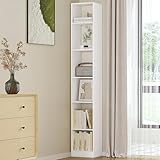 Hzuaneri Libreria a 6 Ripiani, Scaffale Libreria, 24 x 30 x 184,4 cm, per Soggiorno Studio Ufficio Camera da Letto, Bianco BC09603X