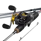 Canna da pesca combinata 1,7 m casting in fibra di carbonio e mulinello baitcasting Max Drag 8 kg for spigole(1.7m and Right Hand,Yellow)