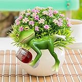 DAZZTIME Rane da Appendere,Statua di Rana,Vasi da Fiori a Forma di Rane Dettagliate,Decorazione a Forma di Rana in Resina,Decorazione da Giardino,Rane Decorative,per Giardini,Balconi