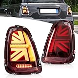 VLAND Union Jack Fari Posteriori LED per Mini Cooper R56 R57 R58 R59 2007-2013, con indicatori di direzione dinamici, 1 set (lato guidatore + passeggero) (Rosso)