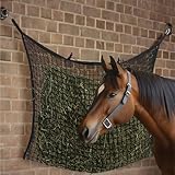 Navaris Rete da Fieno per Cavalli - Rete per Alimentazione Lenta 90 x 120 cm - Slow Feeder per Mangiatoia Cavallo con Moschettoni - Maglia 3 x 3 cm - capacità 13 kg - Nero