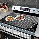 Copri Piano Induzione 71 x 51 cm, Coperchio per piano cottura in silicone per fornelli elettrici, nero tappetino protezione piano induzione