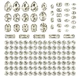 240 PCS Strass da Cucire, Strass da Cucire su Tessuti, Passamaneria con, Cristallo Bianco per Abbigliamento, Scarpe, Borse, Gioielli e DIY