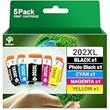 GREENSKY 202XL Compatibile per Cartucce 202 XL Multipack per Cartucce XP 6100 per Expression Premium XP-6100 XP-6105 XP-6000 XP-6005 XP-6001 (5-Pack)