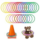 Set di 25 anelli di lancio, 15 cm e 13 cm, in plastica, per anello Toss, gioco in 5 colori, anelli colorati per bambini, anelli di lancio per bambini, per feste favor giochi, carnevale, giardino