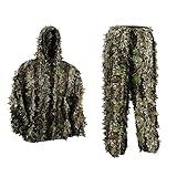 PELLOR Ghillie Suit, Tuta Mimetica a Foglia 3D,Tute Gillies per Uomini/Donne Adulti,Tuta a Foglia per Caccia Fotografia di Caccia All'aperto
