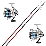 Kit Pesca - 2 x Evoluzione Canna da Pesca Beach Ledgering 4.20 mt 130 gr + 2 x Mulinello Surfcasting Dayton 8000