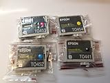 Epson T0441 T0452 T0453 T0454 Lot de 4 cartouches d'encre pour Epson Photo Stylus Noir Cyan Magenta Jaune pour imprimantes C64 C84 CX6400 C66 C86 CX6600 CX3600 CX3650 CX4600