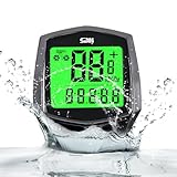 AMFUN Computer di Bicicletta, IPX5 Impermeabile Bici Computer con 16 Funzioni, Tachimetro Per computer Bici Con Display Retroilluminato, Tachimetro Per Ciclocomputer Con Avvio/Arresto Automatico