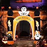 Solpex Decorazione di Halloween, Arco Gonfiabile della casa stregata, 240 cm con LED Bianchi incorporati, Arco Spaventoso di Halloween per Feste di Halloween, Giardino (Nero e Arancione)