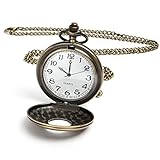 Vicloon Orologio da Tasca, Orologio da Taschino Vintage con Numeri Romani, Al Quarzo da Tasca con Catena, Collana da Taschino per Uomo Donna Regalo di Compleanno Festa del Papà
