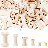 BENECREAT Bobine Vuote in Legno da 74 Pezzo e 5 Dimensioni, Rocchetto di Filo da Ricamo per Cucire in Legno Bobine di Nastro in Legno Bobine per Progetti di Legno Fai-da-Te