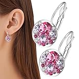 Qmisify Quarzo | Regali Quarzo Rosa | Orecchini Lady Squisita artigianato, attirano l'attenzione con un design al quarzo naturale per matrimoni, feste, uso quotidiano