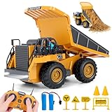 Cheffery Camion Ribaltabile Telecomandato, 2.4GHz Veicolo da Costruzione RC per Bambini, 9 Canali Camion Radiocomandato con Luci e Suoni, Camion Telecomandato per Ragazzi e Ragazze dai 3 anni