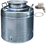 Contenitore fusto olio acciaio inox Maffei serie Fusto 30 lt basso bidone completo di rubinetto e guarnizione