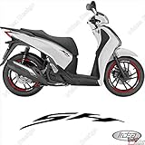 PROFILI ADESIVI SPORT CERCHIO GRAFICA STICKERS COMPATIBILE CON HONDA SH 125 150 300 BIANCO ROSSO