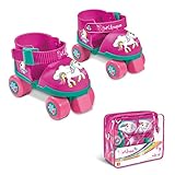 Mondo- Roller Skate Toys-Pattini a rotelle Regolabili Unicorn per Bambini-Taglia dal 22 al 29-Set Completo di Borsa Trasparente, gomitiere e Ginocchiere, 28511, Tinta Unita, Colore Rosa
