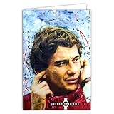 Biglietto Celebrity Icons Licenza Ufficiale Sidney Maurer Ayrton Senna Pilota Automobile Brasiliano – Carta aperta bianca 23 x 17 cm con Busta Bianca 12 x 17,5 cm – Per Compleanno Partenza