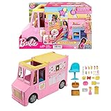 Barbie - Playset Furgoncino della limonata, include veicolo con tettuccio apribile, aree di preparazione e ristoro, cibi e bevande colorati, 25+ accessori, giocattolo per bambini, 3+ anni, HPL71