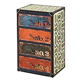 [en.casa] Comò con 4 Cassetti 66 x 40 x 30 cm Cassettiera in Stile Industriale/Vintage Comodino Multicolore con Bordi Rivestiti in Similpelle