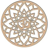CREATCABIN Decorazione da Parete Om Lotus da 12 Pollice Decorazione Parete in Legno Griglia di Cristallo Geometria Sacra Scultura Tagliata al Laser Appendere