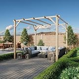 Pergola in Legno 3x3 m per Esterno e Giardino – Pino Massello Impregnato in Autoclave – Struttura per Gazebo o Carport – Kit di Montaggio Incluso – Altezza 247 cm – Colore Naturale