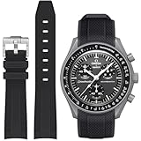 Stanchev Cinturino in silicone senza spazi per Omega x Swatch MoonSwatch Watch, cinturino di ricambio per orologio Omega x Swatch MoonSwatch Speedmaster da 20mm (Nero)