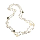 Collana Lunga di Perle di Camelia per Le Donne Collana di Gioielli a Doppio Strato con Fiori a Doppio Strato