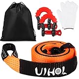 UIHOL Corda di traino per auto, 12T, con grillo ad alta resistenza, resistenza alla rottura di 26,455 LBS, 5 m x 5 cm, corda di traino di emergenza con custodia, migliorata, più sicura