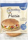 Mulino Bianco Puccia, con Olio Extravergine di Oliva e Lievito Madre, Ideale con Farciture Ricche e Cremose, Facili da Preparare, Confezione da 2 Pucce, 200 g