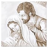 Napolamp Quadro Mosaico di 4 mattonella in Ceramica di cm. 15x15 con Stampa Immagine Sacra 7 Misura Mosaico cm. 30x30