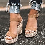 Sandali Estivi Donna Zeppe Tacchi Piattaforma Scarpe di Canapa Donna Colore Caramella Casual Ragazze Slip On Strap Cross Girls Plus Size 2021