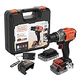 BLACK+DECKER Trapano avvitatore a batteria da 18 V, coppia massima di 45 Nm, 2 batterie da 2,0 Ah, caricatore da 1 A e kitbox, BCD382D2XK-QW