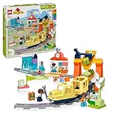 LEGO DUPLO Grande Treno Comunitario Interattivo - Giochi Didattici per Bambini e Bambine da 3 Anni in su - Include un Treno Giocattolo Push&Go con Suoni e Luci, 16 Pezzi di Binario e 4 Figure - 10428
