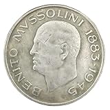Commemorativa Moneta Mussolini Collezione Antico Italiana Moneta