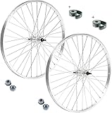 COPPIA RUOTA/CERCHIO ANTERIORE + POSTERIORE 26" X 1. 3/8 BICI ATTACCO STANDARD 1 VELOCITÀ ALLUMINIO/ACCIAIO 26X1.38 OLANDA - BICICLETTA CITY BIKE - PASSEGGIO DADI DI FISSAGGIO E FLAP INCLUSI