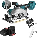 Segatrice circolare manuale motore brushless 6800 giri/min doppia batteria 48V, disco di taglio lama 125mm, per tagliare legno, PVC, MDF, compensato, pietra, piastrelle