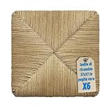 EGC - Seduta di Ricambio in Paglia per Sedia - 37x37 cm - Set da 6 - Impagliatura per Sedie da Casa e Ristorazione - Comoda e Resistente - Perfetta per Rinnovare Sedie in Legno