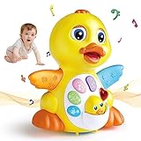 MOONTOY Musicali Giochi Bambini 1 Anno,Regalo Bambino per Ragazzi di 1 2 Anno con Luci/Suoni,AnatraGiochi per Neonati 6-12 Mesi,Educativi interattivo Gioco Natale Regalo Bambino 9 12 18 Mesi